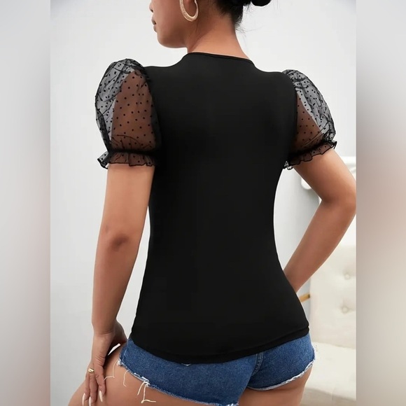 NEW- Sheer Dot Mesh Top - Picture 4 of 4